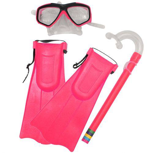 Kit Snorkel Belfix Rosa com Máscara e Nadadeiras