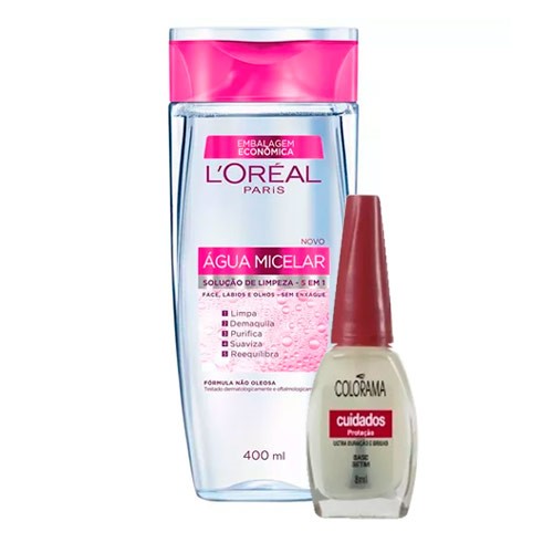 Kit Solução de Limpeza Facial L'Oréal 400ml Ganhe Esmalte Colorama Base Setim 8ml