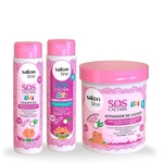 Kit SOS Kids Shampoo+Condicionador+Ativador de Cachos 1kg Salon Line
