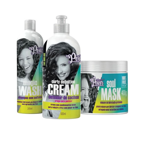 Kit Soul Power Creme de Pentear Curly Creme de Pentear + Máscara Grátis Shampoo Magic Wash 315ml
