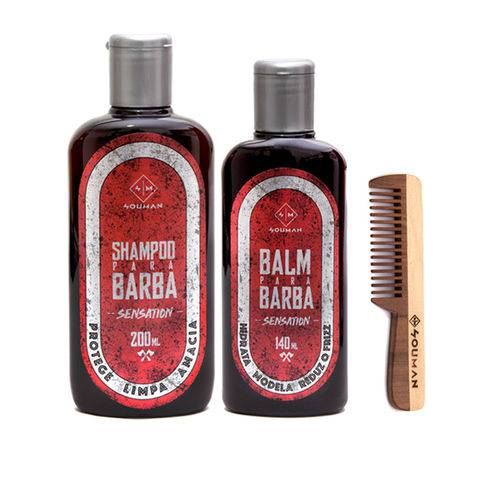 Kit Souman Sensation Balm, Shampoo e Pente