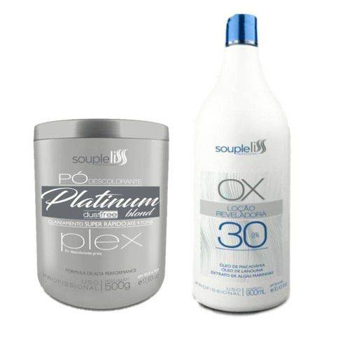 Kit Souple Liss Pó Descolorante 9tons Platinum Plex + Ox 30v