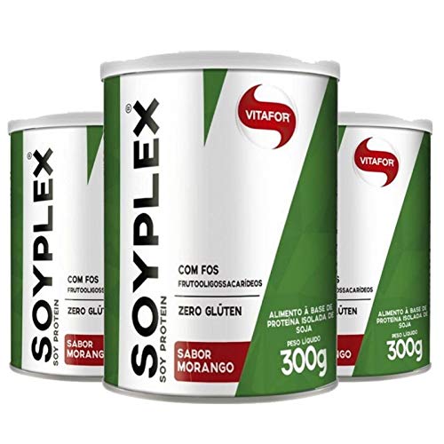 Kit 3 SoyPlex Proteína de Soja Vitafor 300g Morango