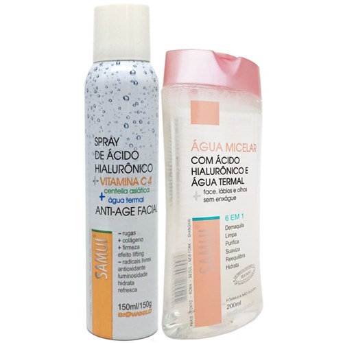 Kit Spray Anti Envelhecimento Vitaminac+ Removedor de Maquiagem Água Micelar 6X1