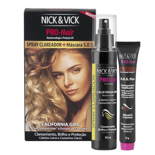 Kit Spray Clareador + Mascara S.O.S. Fios Nick Vick Pro-Hair California Girl