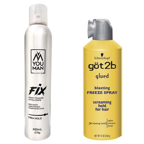 Kit Spray You Man Grooming + Glued Freeze Spray Got2B | Fixação Extra...