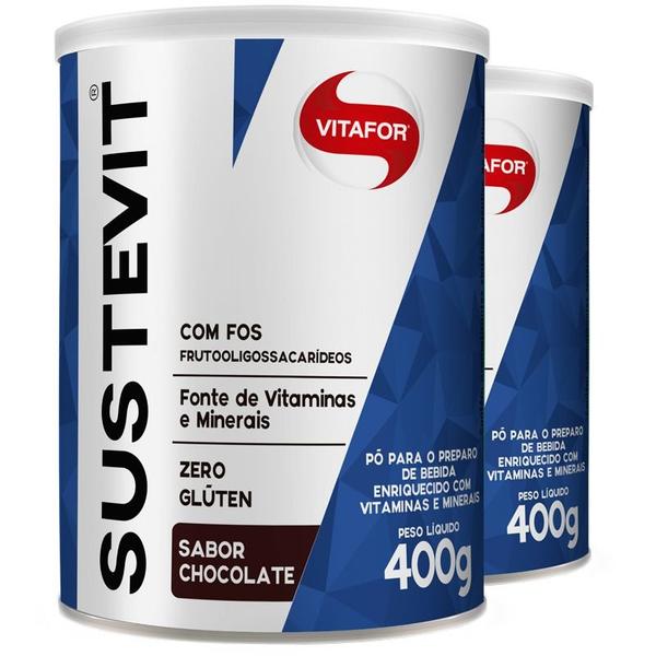 Kit 2 Sustevit Fibras Alimentares Vitafor 400g Chocolate