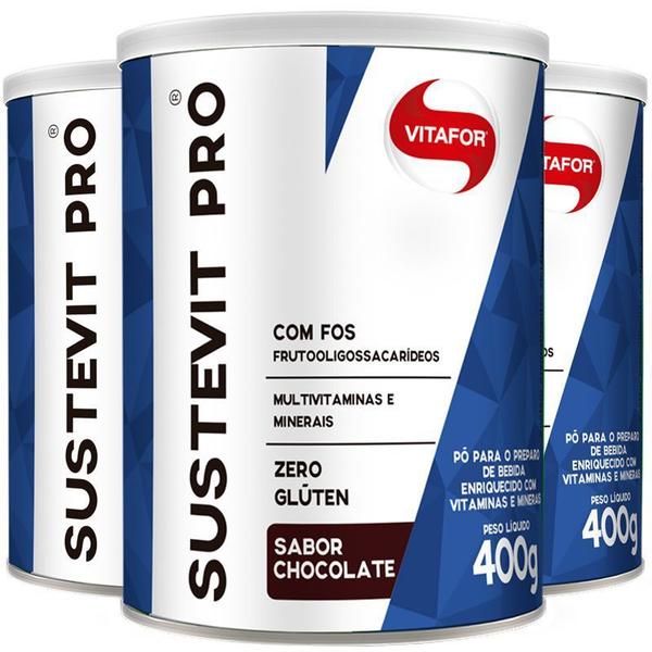 Kit 3 Sustevit Pró Fibras Alimentares Vitafor Chocolate 400g
