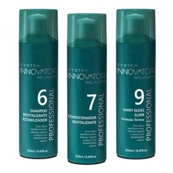 Kit System Innovator Relaxer 6,7 e 9 Itallian Hairtech Shampoo, Condicionador e Shiny Gloss 250ml