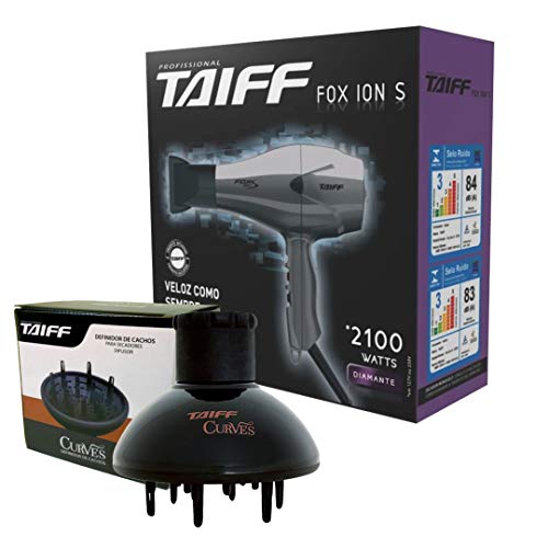 Kit Taiff Secador Profissional Fox Ion S Prata 2100w - 220v + Difusor