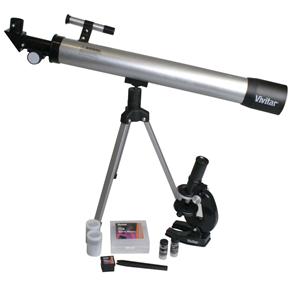 Kit Telescópio e Microscópio Vivitar VIVTELMIC30 – Preto/Prata