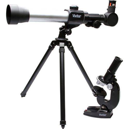 Kit Telescópio Viv-Telmic20 40x50mm e Microscópio 600x - Vivitar