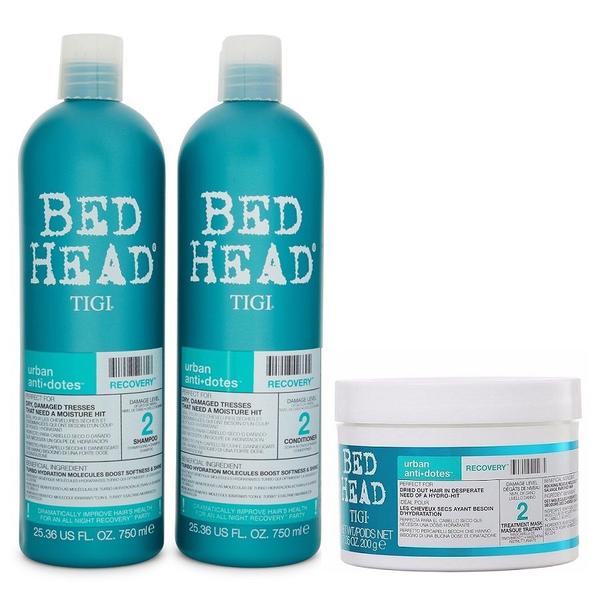 Kit Tigi Bed Head Recovery Shampoo 750ml Condicionador 750ml e Máscara 200g