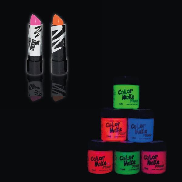 Kit Tinta Facial Líquida + Batom Neon Fluorescente - Color Make