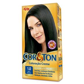 Kit Tintura Cor & Ton - Preto Azulado 1.0 Cor & Ton