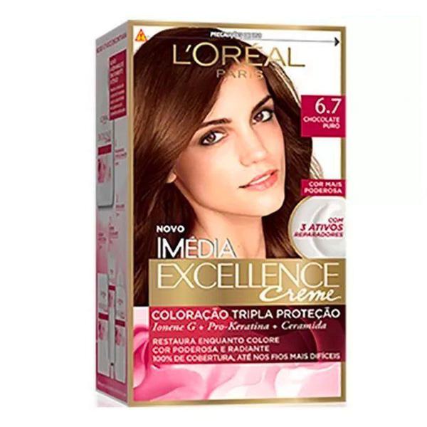 Kit Tintura Imédia Excellence L'Oréal Chocolate Puro 6.7 - Imedia