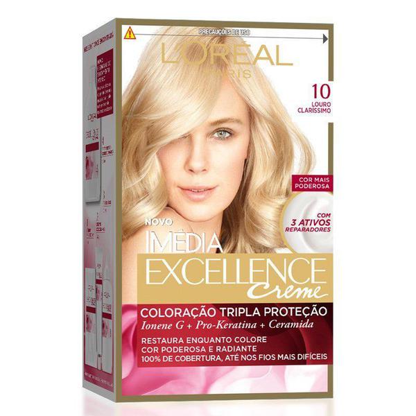 Kit Tintura Imédia Excellence L'Oréal Louro Claríssimo 10 - Imedia