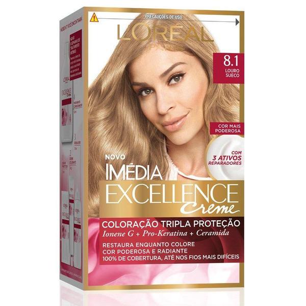 Kit Tintura Imédia Excellence L'Oréal Louro Sueco 8.1 - Imedia