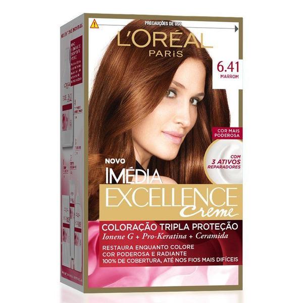 Kit Tintura Imédia Excellence L'Oréal Marrom 6.41 - Imedia