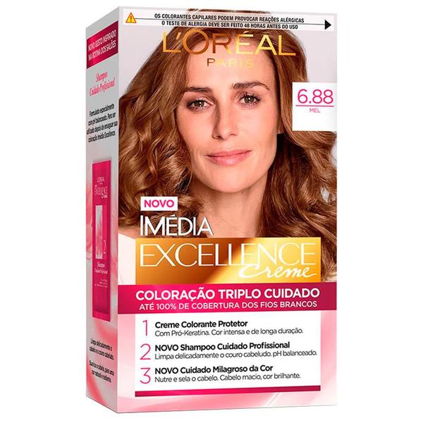 Kit Tintura Imédia Excellence L'Oréal Mel Tabaco 6.88 - Imedia