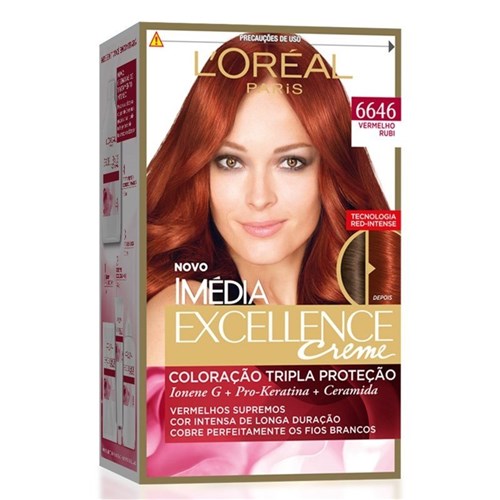 Kit Tintura Imédia Excellence L'oréal Vermelho Rubi 6646