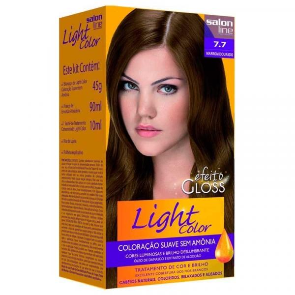Kit Tintura Light Color Salon Line Marrom Dourado 7.7