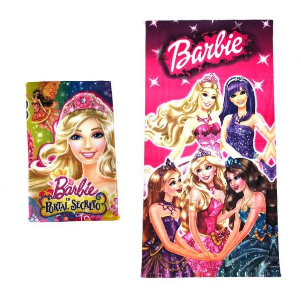 Kit Toalha de Banho e Mão Barbie Felpuda Infantil Personagens - Outras Marcas