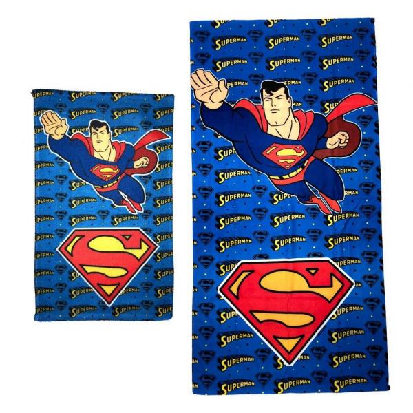 Kit Toalha de Banho e Mão Superman Felpuda Infantil Personagens - Outras Marcas