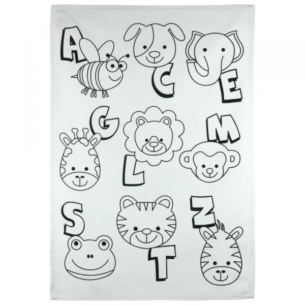 Kit Toalha Infantil para Colorir - Buettner - 6 a 8 Anos - Estampa Letras e Animais