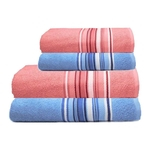 Kit 2 Toalhas de Rosto e 2 toalhas de banho Vegas Camesa azul e rose