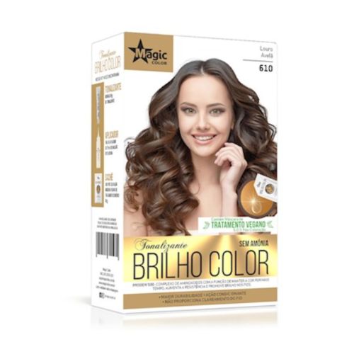 Kit Tonalizante Brilho Color - 610 Louro Avelã Magic Color