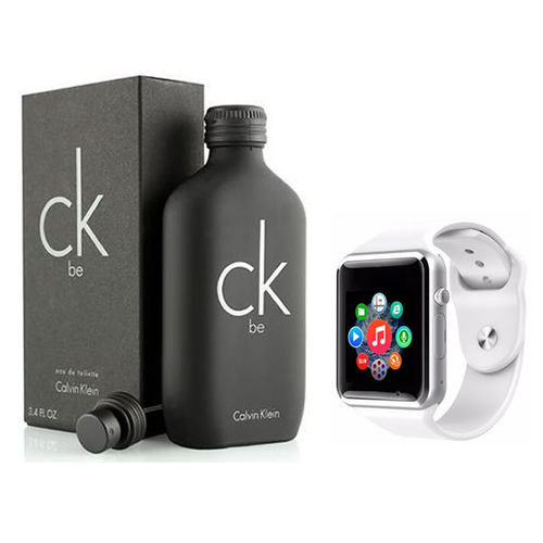 Kit Top Perfume Calvin Klein CK Be Unissex 200ml + Relógio Smart A1 - Chip - Ligação - Bluetooth