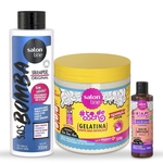 Kit Transição Capilar Shampoo + Gelatina + Óleo de Umectação Mix - Salon Line