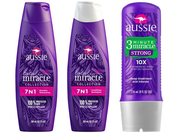Kit Tratamento Aussie Strong 3 Minutes Miracle - 236ml com Shampoo 7 em 1 360ml + Condicionador