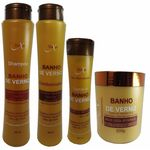 Kit Tratamento Capilar Banho de Verniz Naxos Shampoo, Condicionador, Máscara e Creme de Pentear (Leave-in).