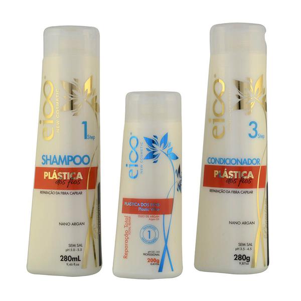 Kit Tratamento Completo Plástica dos Fios Shampoo Condicionador e Reparação Total - Eico