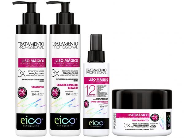 Kit Tratamento para Cabelos Eico New Cosmetic - Shampoo + Condicionador + Spray + Máscara