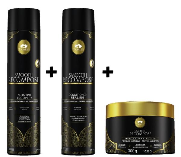 Kit Tratamento Shampoo + Condicionador + Máscara de Hidratação - Tamliss Brasil Cosméticos