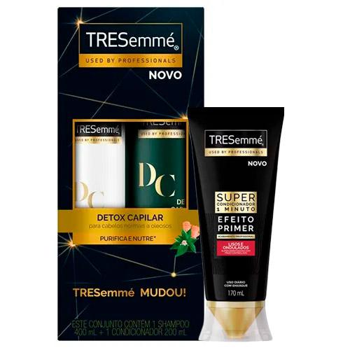 Kit Tresemme Detox Capilar Shampoo 400ml + Condicionador 200ml + Super Condicionador 1 Minuto Lisos e Ondulados 170ml