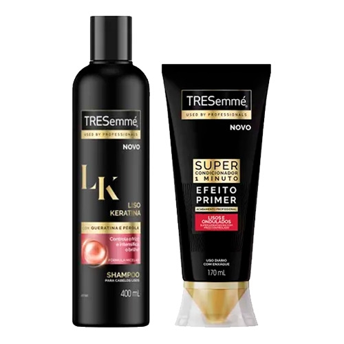 Kit Tresemmé Shampoo Liso e Keratina 400ml + Super Condicionador Cachos e Crespos 170ml - Tresemme