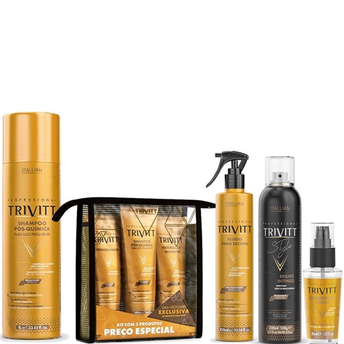 Kit Trivitt 7Pcs:kit Hidrataçâo + Shampoo 1L+ Fluido+ Brilho+ Reparado...