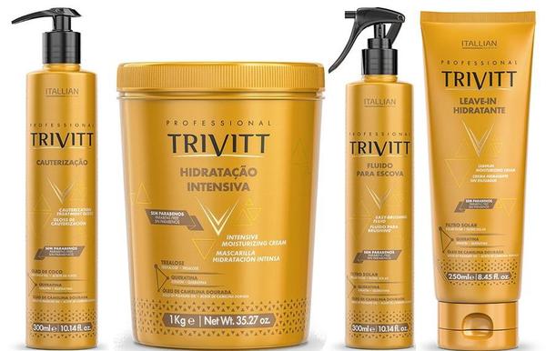 Kit Trivitt Hidrataçao 1kg, Leave-in, Fluido e Cauterizaçao