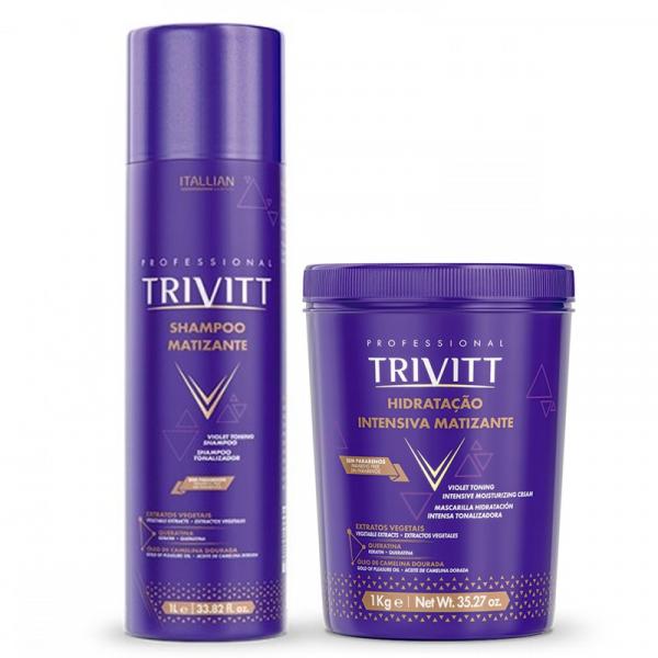 Kit Trivitt Matizante Shampoo 1Litro e Máscara Matizante 1 Litro
