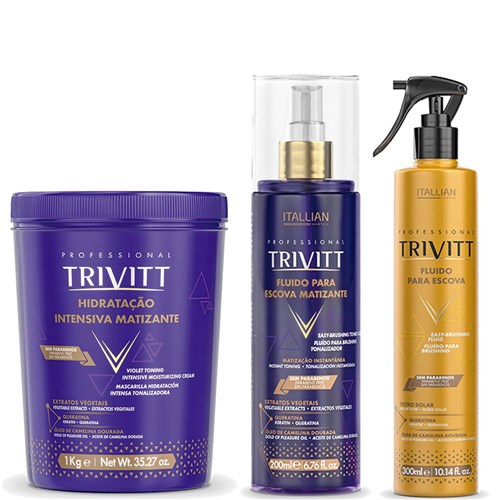 Kit Trivitt 3Pcs: Hidratação Intensiva Matizante + Fluido Escova Mati...