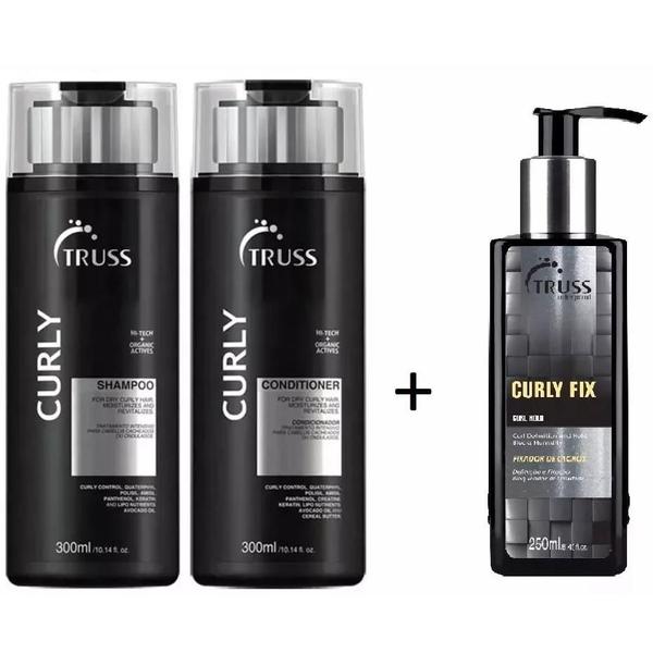 Kit Truss Active Curly Shampoo 300ml + Condicionador 300ml + Ativador de Cachos Fix 250ml