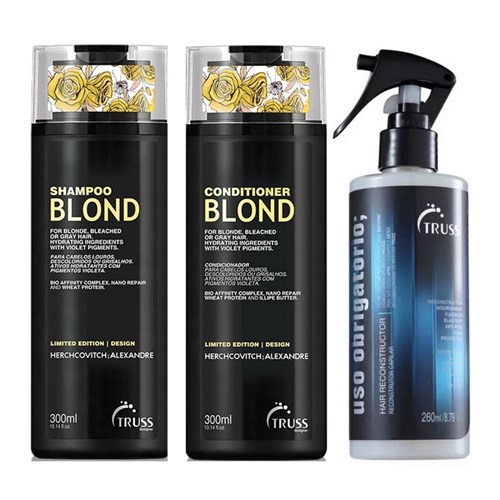 Kit Truss Blond Alexandre Herchcovitch Shampoo + Condicionador - 300Ml + Reconstrutor Uso Obrigatório - 260Ml