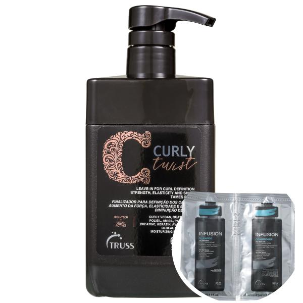 Kit Truss Curly Twist - Leave-in 650ml+truss Infusion - Shampoo E Condicionador 2x15ml
