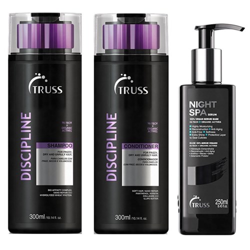 Kit Truss Discipline Shampoo + Condicionador - 300Ml + Serum Night Spa - 250Ml