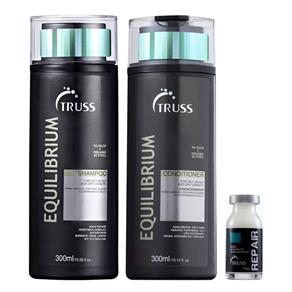 Kit Truss Equilibrium Shampoo + Condicionador - 300Ml + Ampola Shock Repair - 17Ml
