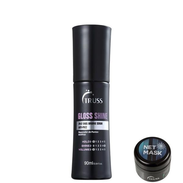 Kit Truss Gloss Shine - Sérum Reparador de Pontas 90ml+Truss Net - Máscara Capilar 30g